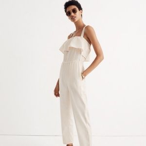 Madewell apron ruffle jumpsuit, xs